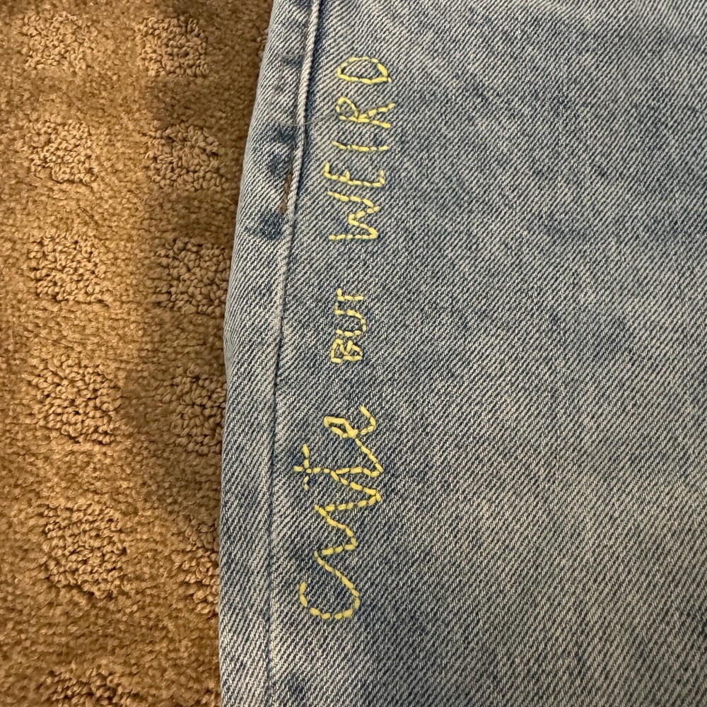 Vintage Embroidered "Cool But Weird" High Waisted Jeans